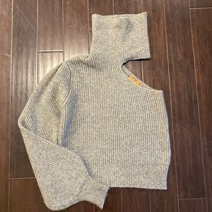 Beige Botany grey one sleeve turtleneck sweater